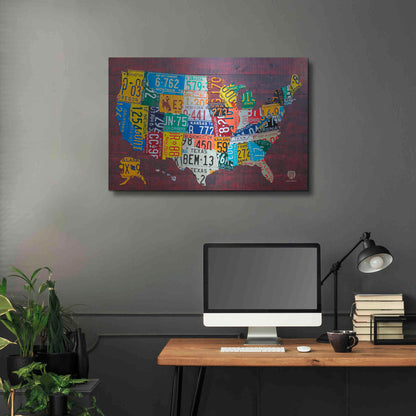 Luxe Metal Art 'License Plate Map Usa Large' by Design Turnpike, Metal Wall Art,36x24