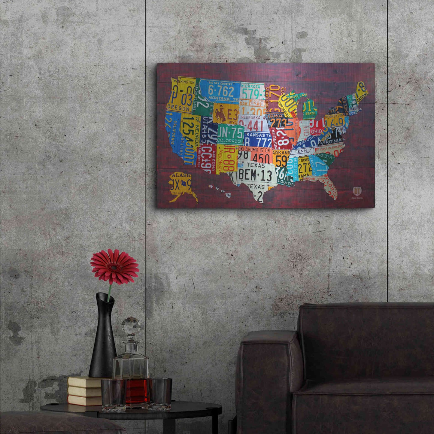 Luxe Metal Art 'License Plate Map Usa Large' by Design Turnpike, Metal Wall Art,36x24
