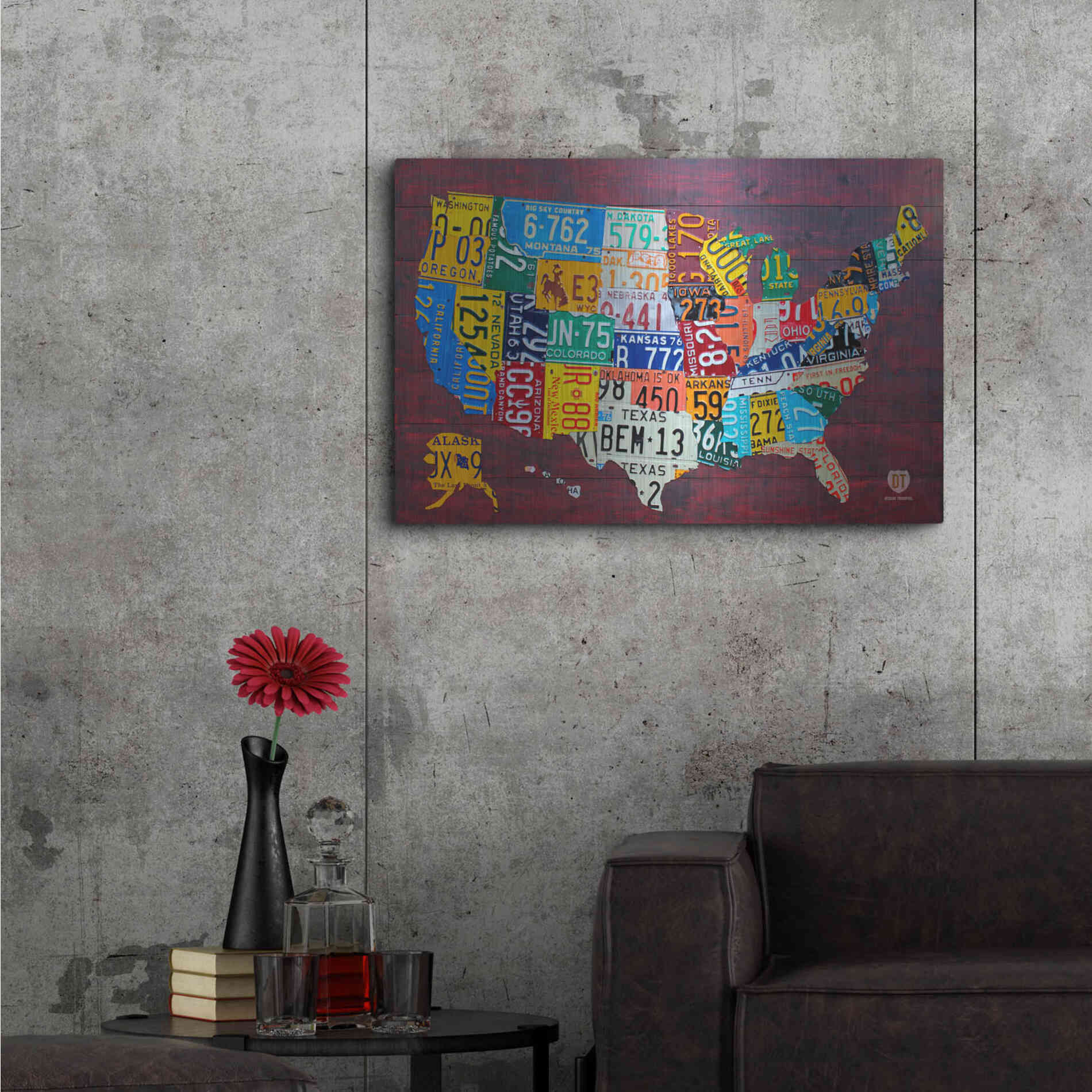 Luxe Metal Art 'License Plate Map Usa Large' by Design Turnpike, Metal Wall Art,36x24