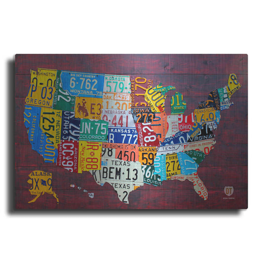 Luxe Metal Art 'License Plate Map Usa Large' by Design Turnpike, Metal Wall Art