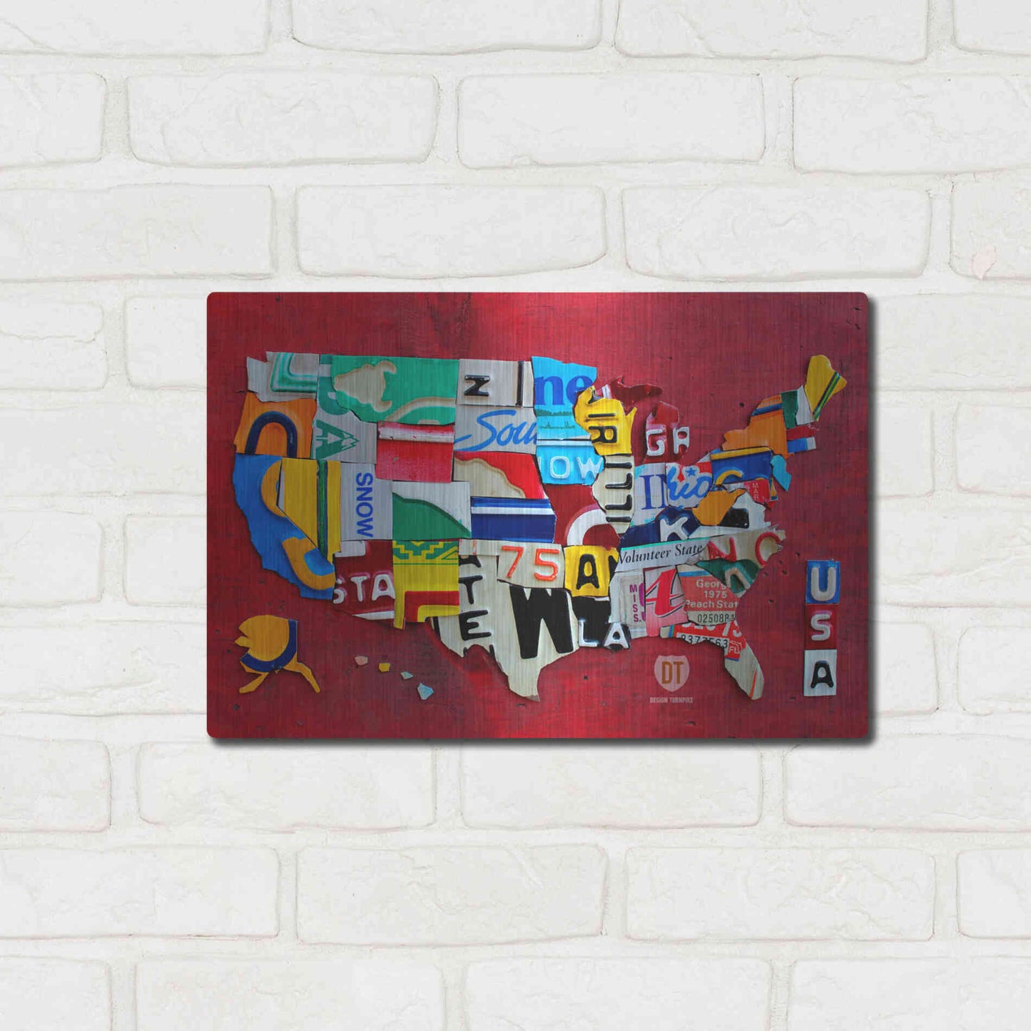 Luxe Metal Art 'License Plate Map Miniature' by Design Turnpike, Metal Wall Art,16x12