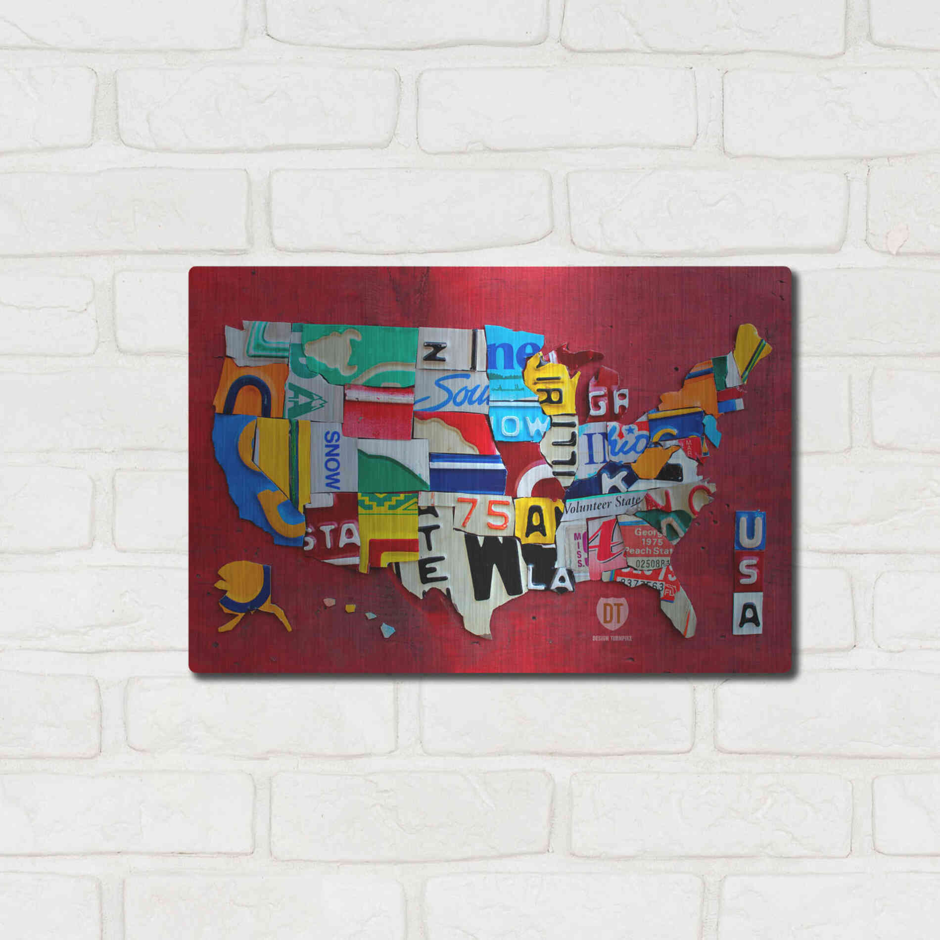 Luxe Metal Art 'License Plate Map Miniature' by Design Turnpike, Metal Wall Art,16x12