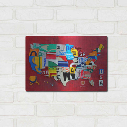 Luxe Metal Art 'License Plate Map Miniature' by Design Turnpike, Metal Wall Art,16x12