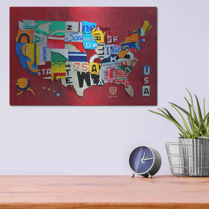 Luxe Metal Art 'License Plate Map Miniature' by Design Turnpike, Metal Wall Art,16x12