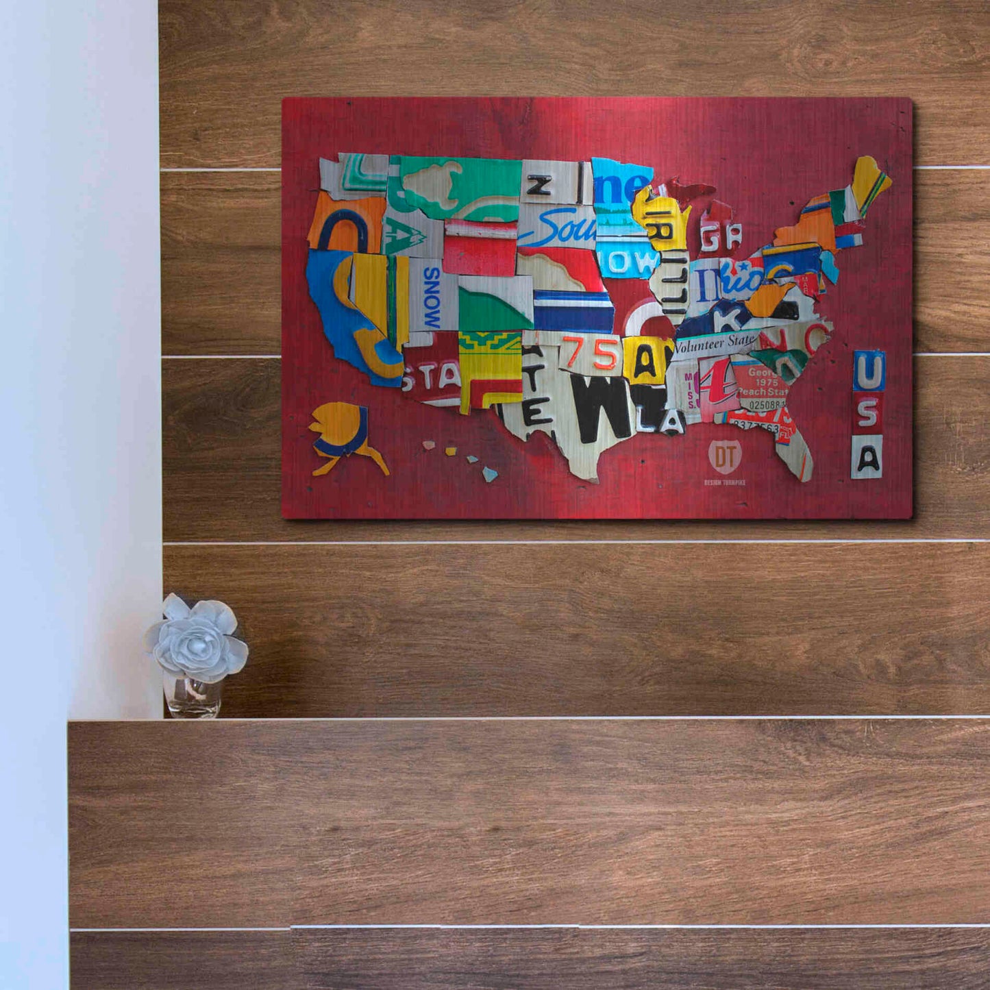 Luxe Metal Art 'License Plate Map Miniature' by Design Turnpike, Metal Wall Art,16x12