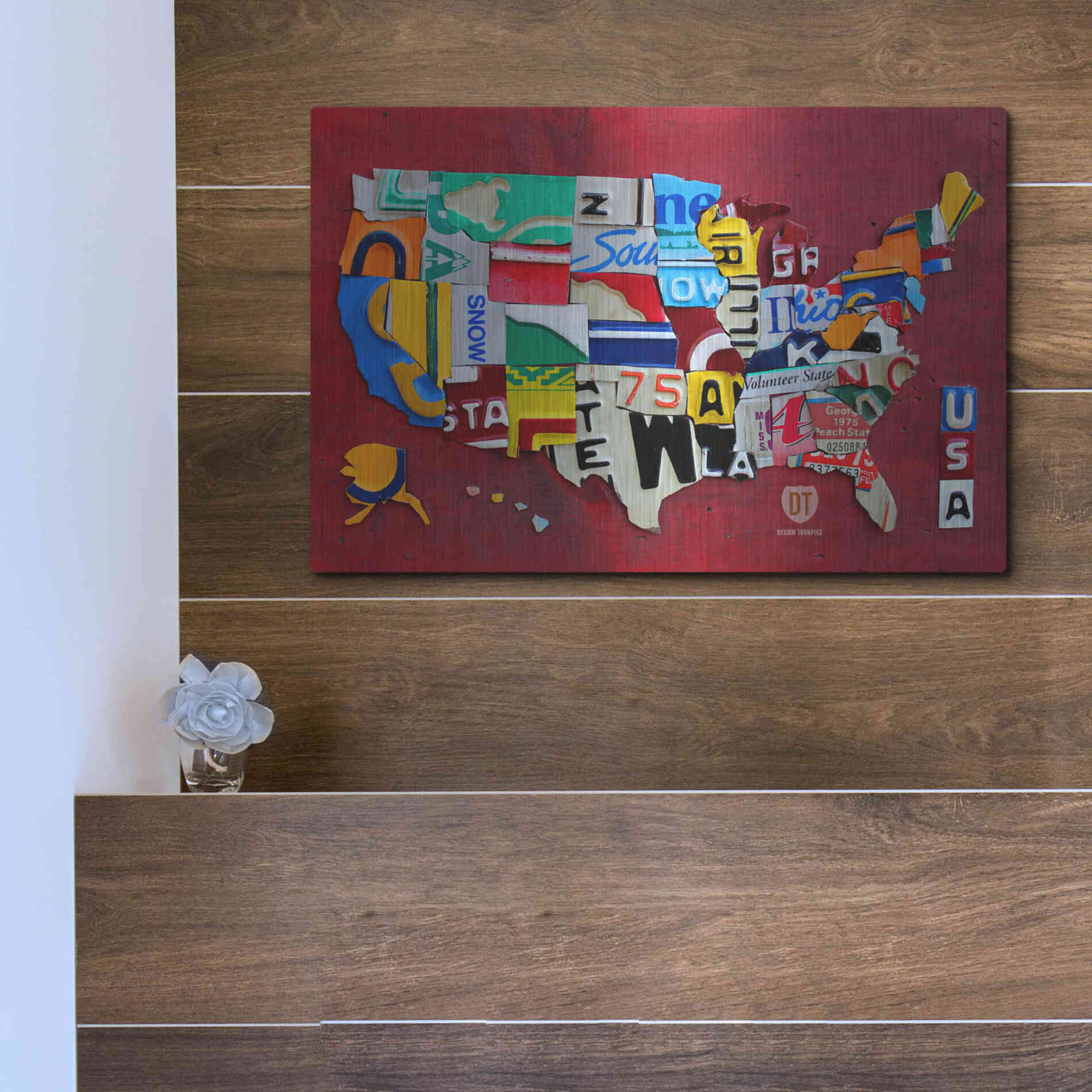 Luxe Metal Art 'License Plate Map Miniature' by Design Turnpike, Metal Wall Art,16x12