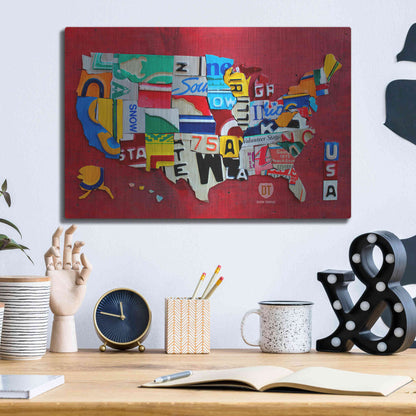 Luxe Metal Art 'License Plate Map Miniature' by Design Turnpike, Metal Wall Art,16x12