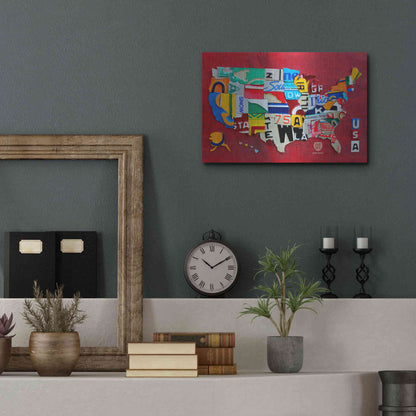 Luxe Metal Art 'License Plate Map Miniature' by Design Turnpike, Metal Wall Art,16x12