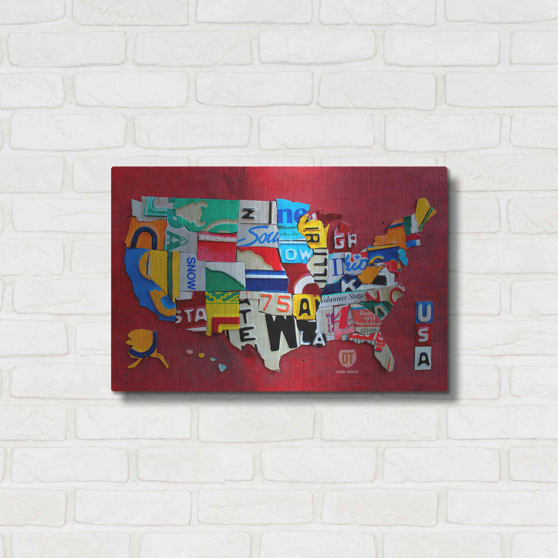 Luxe Metal Art 'License Plate Map Miniature' by Design Turnpike, Metal Wall Art,24x16