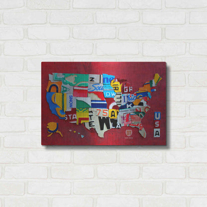 Luxe Metal Art 'License Plate Map Miniature' by Design Turnpike, Metal Wall Art,24x16