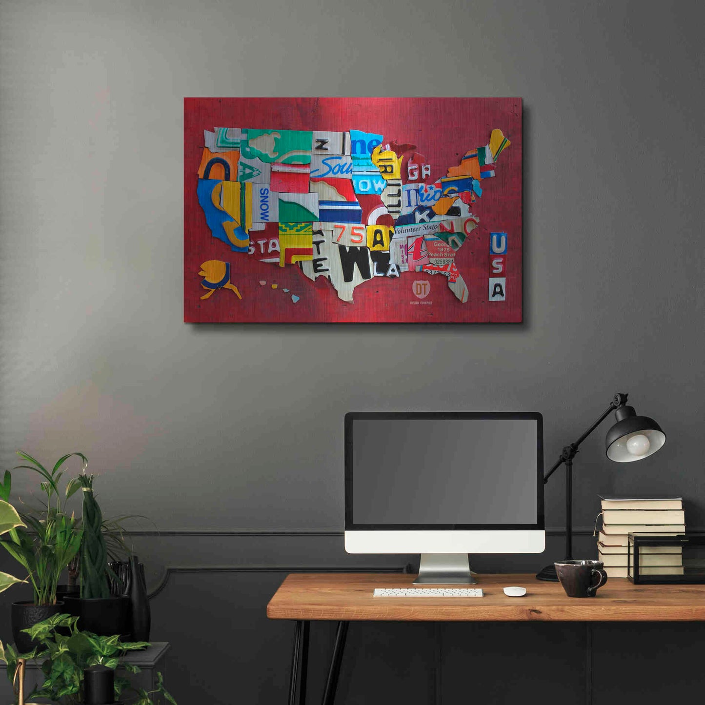 Luxe Metal Art 'License Plate Map Miniature' by Design Turnpike, Metal Wall Art,36x24