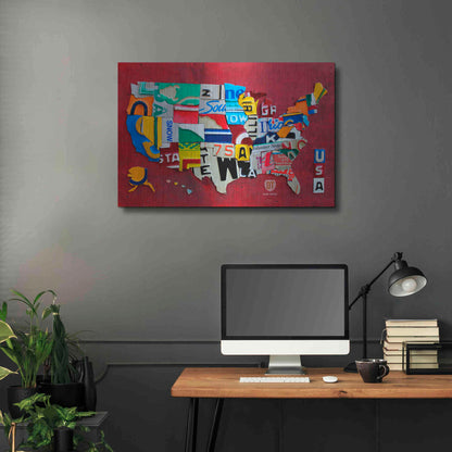 Luxe Metal Art 'License Plate Map Miniature' by Design Turnpike, Metal Wall Art,36x24