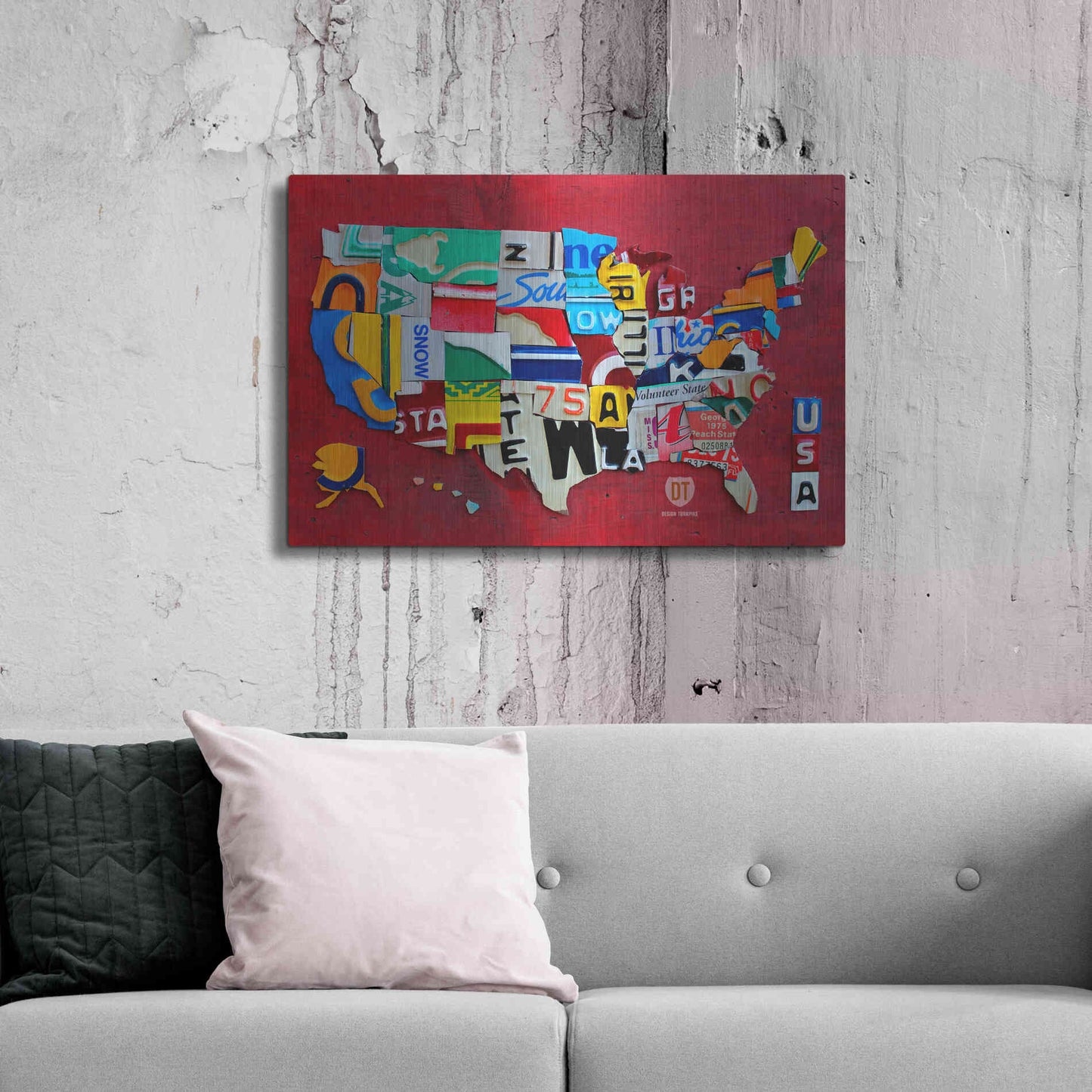 Luxe Metal Art 'License Plate Map Miniature' by Design Turnpike, Metal Wall Art,36x24