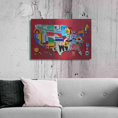 Luxe Metal Art 'License Plate Map Miniature' by Design Turnpike, Metal Wall Art,36x24
