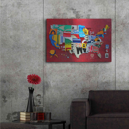 Luxe Metal Art 'License Plate Map Miniature' by Design Turnpike, Metal Wall Art,36x24