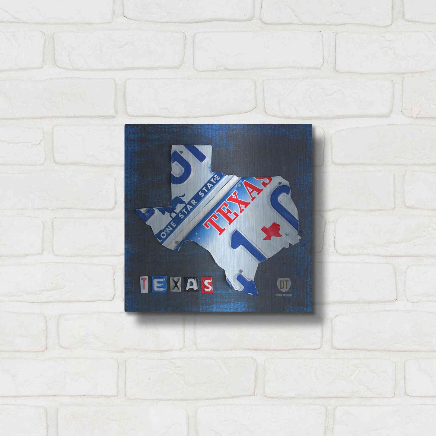 Luxe Metal Art 'Texas License Plate Map' by Design Turnpike, Metal Wall Art,12x12