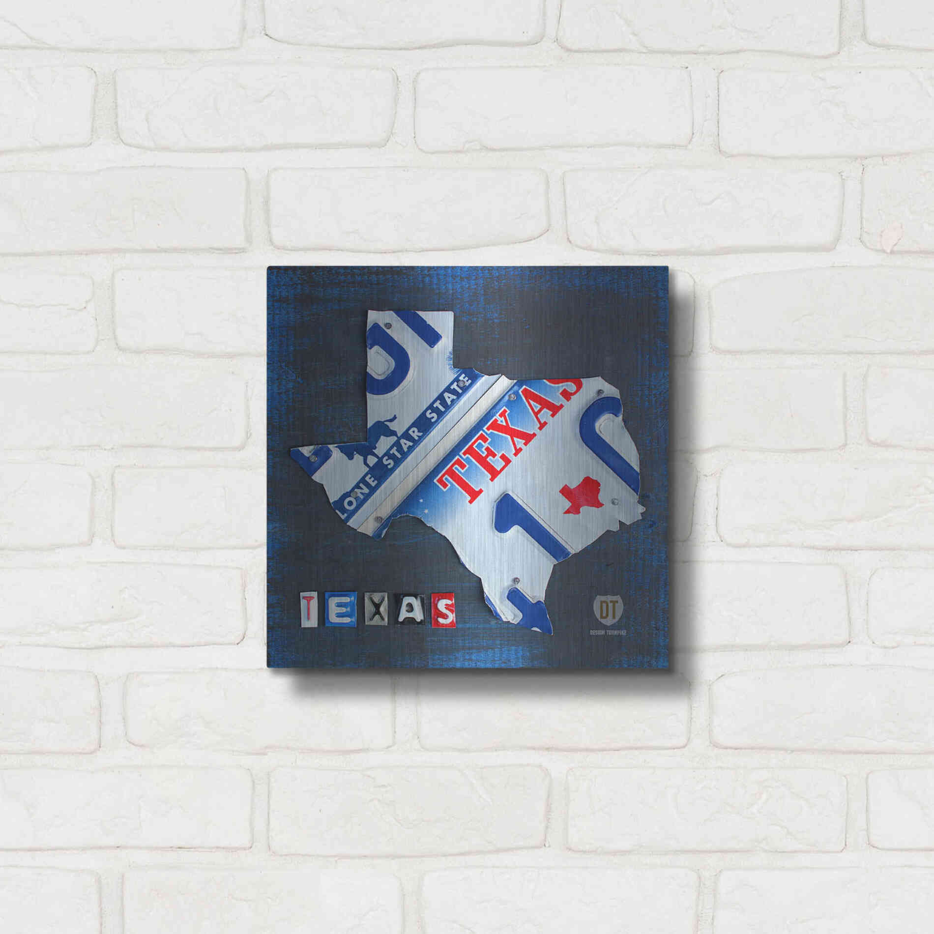 Luxe Metal Art 'Texas License Plate Map' by Design Turnpike, Metal Wall Art,12x12