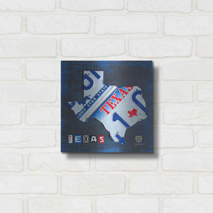 Luxe Metal Art 'Texas License Plate Map' by Design Turnpike, Metal Wall Art,12x12