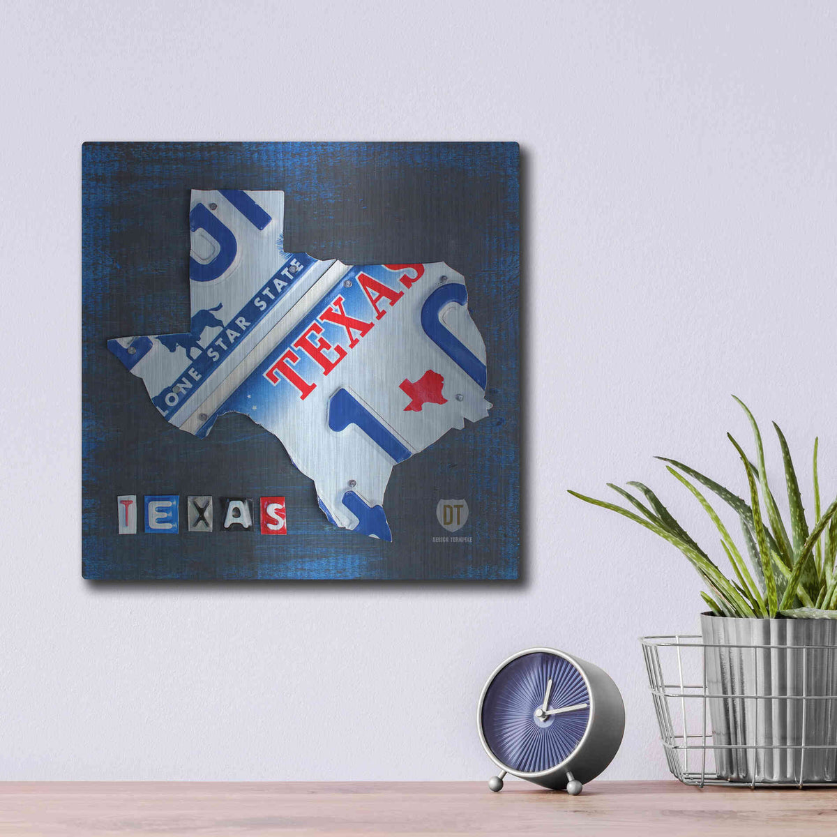 Luxe Metal Art 'Texas License Plate Map' by Design Turnpike, Metal Wall Art,12x12