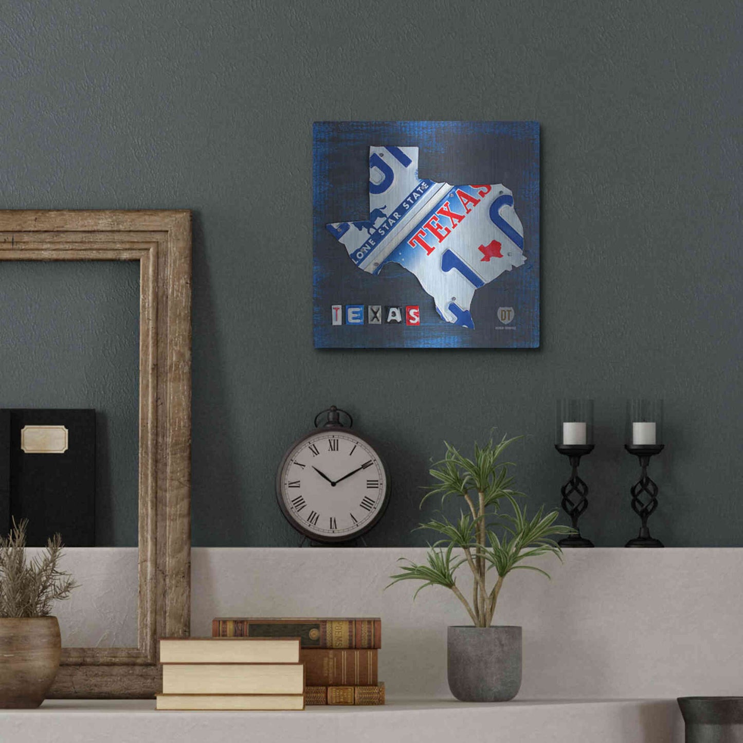Luxe Metal Art 'Texas License Plate Map' by Design Turnpike, Metal Wall Art,12x12