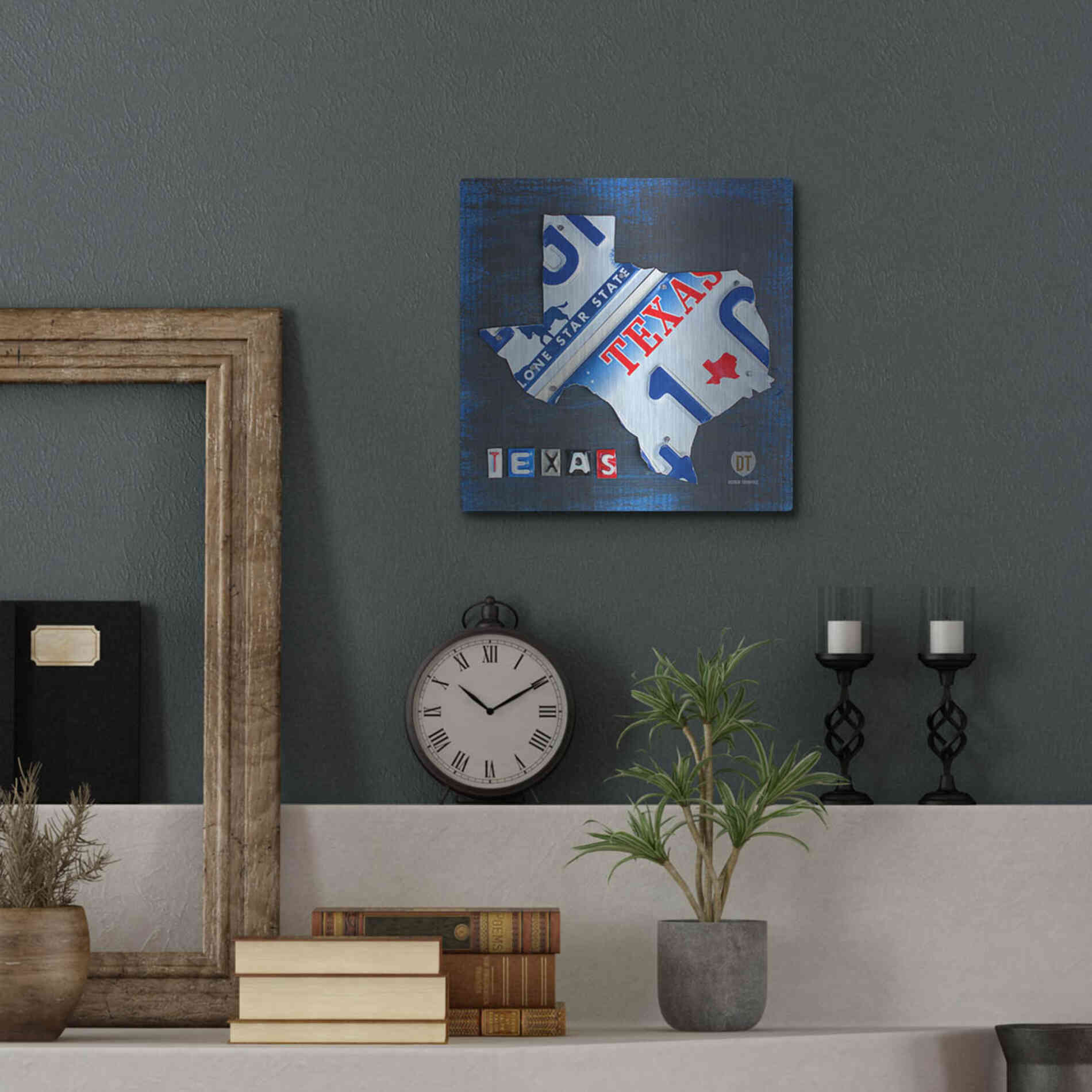 Luxe Metal Art 'Texas License Plate Map' by Design Turnpike, Metal Wall Art,12x12