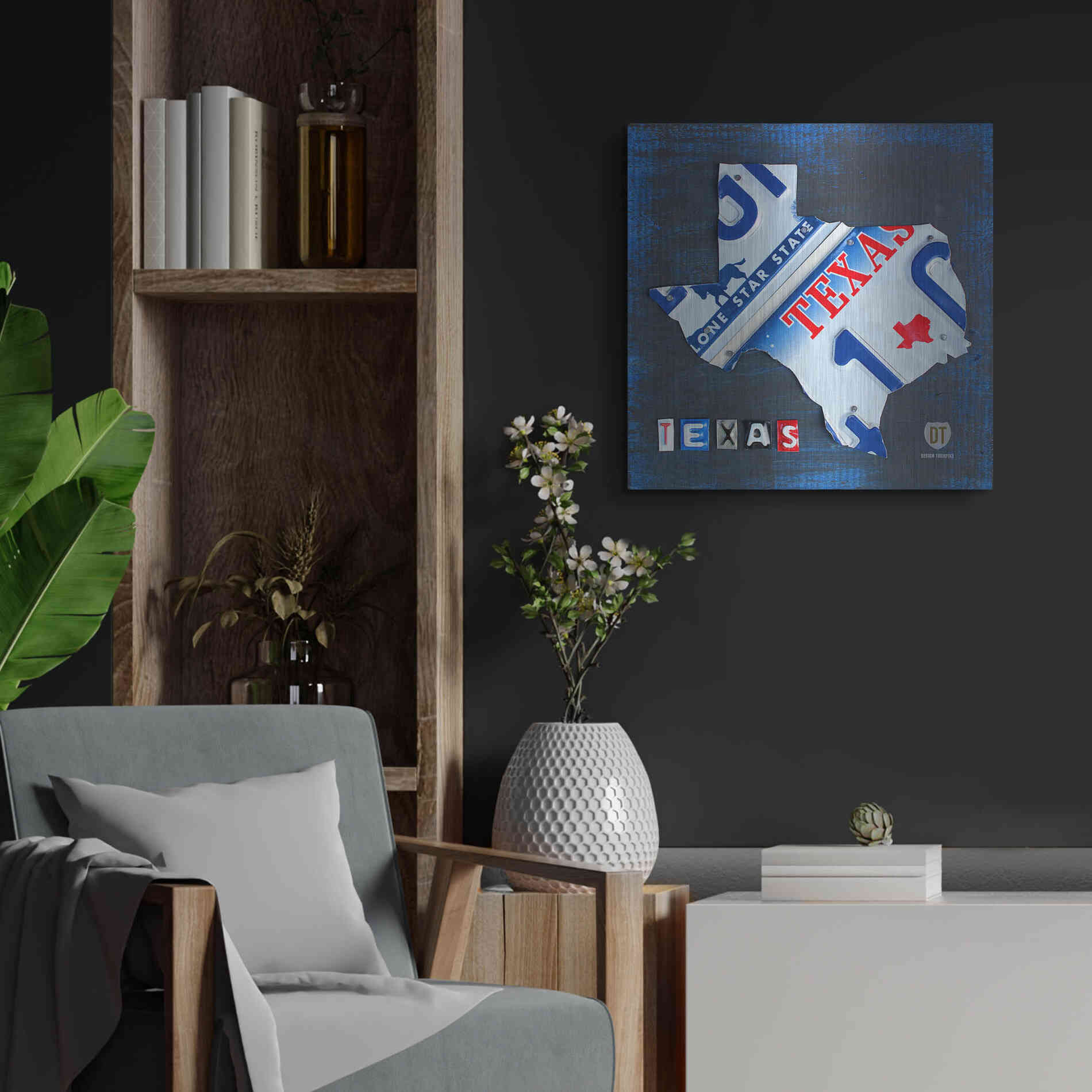 Luxe Metal Art 'Texas License Plate Map' by Design Turnpike, Metal Wall Art,24x24