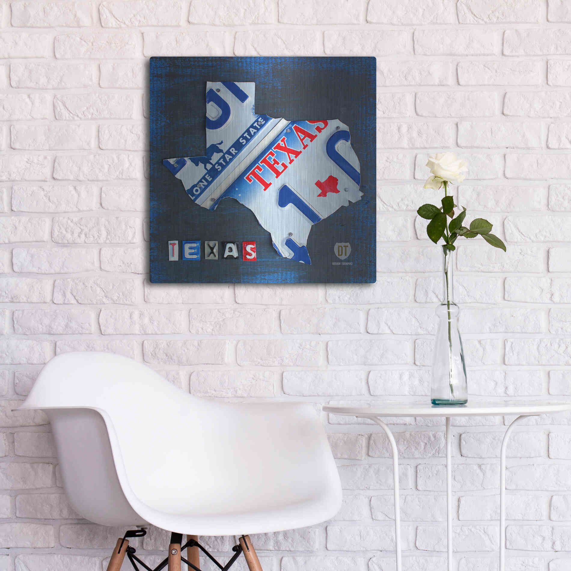 Luxe Metal Art 'Texas License Plate Map' by Design Turnpike, Metal Wall Art,24x24