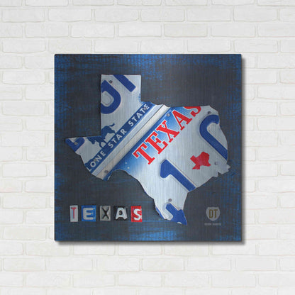 Luxe Metal Art 'Texas License Plate Map' by Design Turnpike, Metal Wall Art,36x36