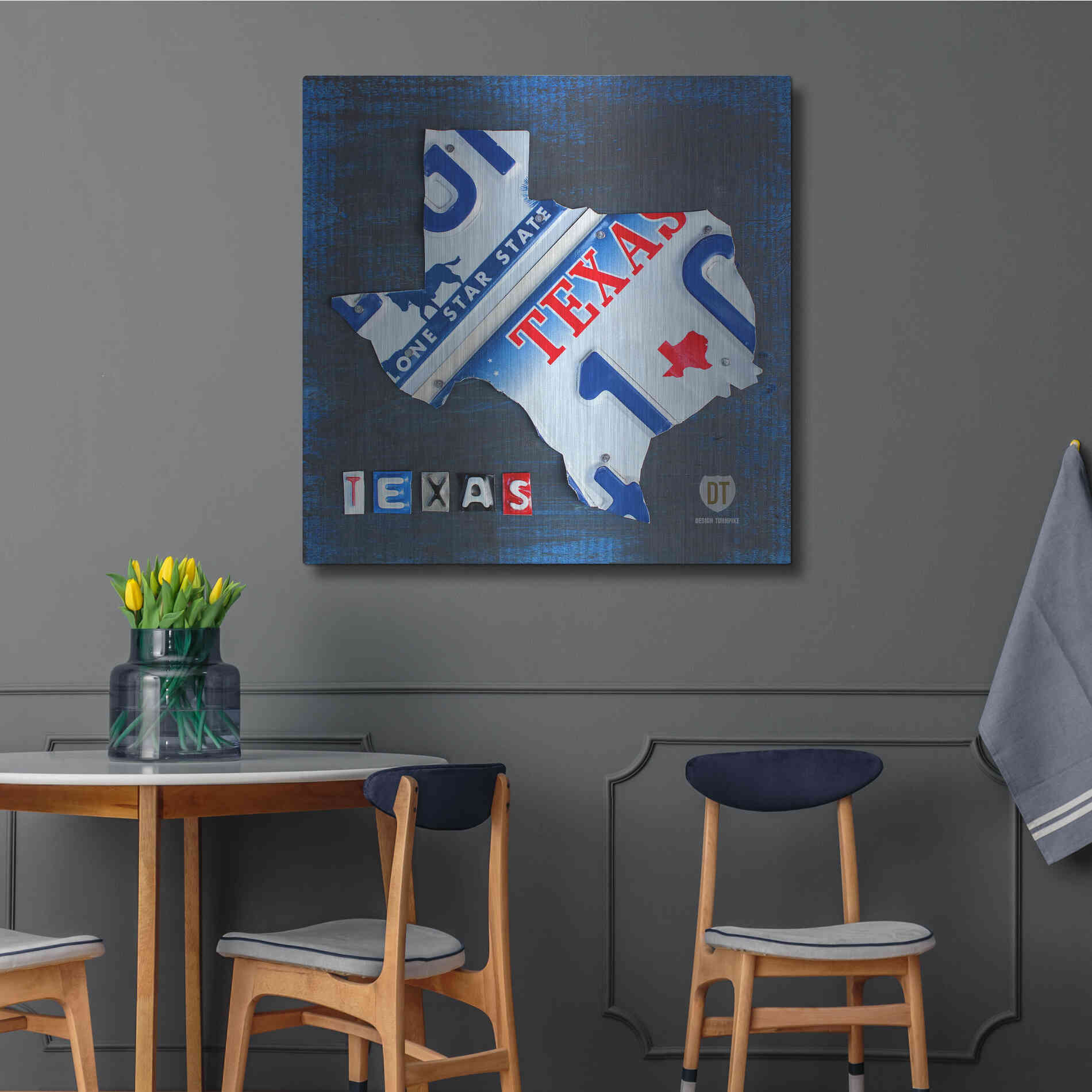 Luxe Metal Art 'Texas License Plate Map' by Design Turnpike, Metal Wall Art,36x36