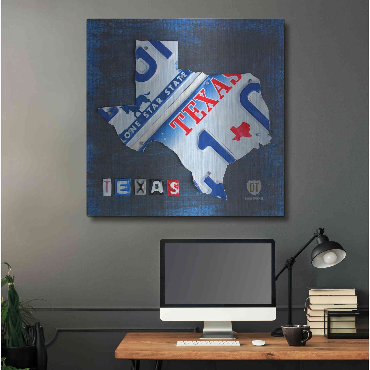Luxe Metal Art 'Texas License Plate Map' by Design Turnpike, Metal Wall Art,36x36