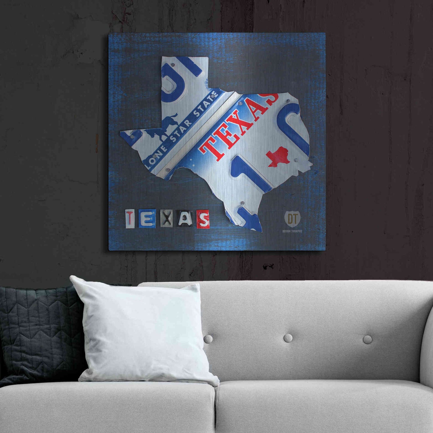 Luxe Metal Art 'Texas License Plate Map' by Design Turnpike, Metal Wall Art,36x36