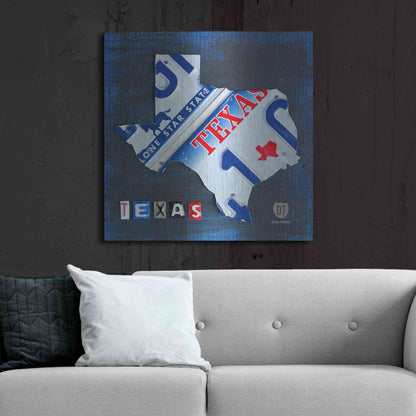 Luxe Metal Art 'Texas License Plate Map' by Design Turnpike, Metal Wall Art,36x36