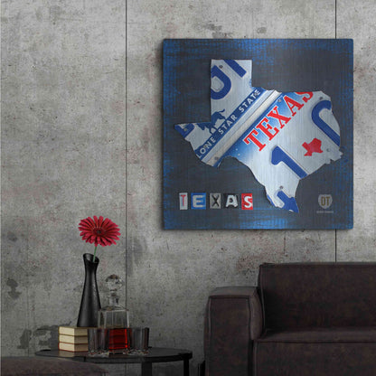 Luxe Metal Art 'Texas License Plate Map' by Design Turnpike, Metal Wall Art,36x36