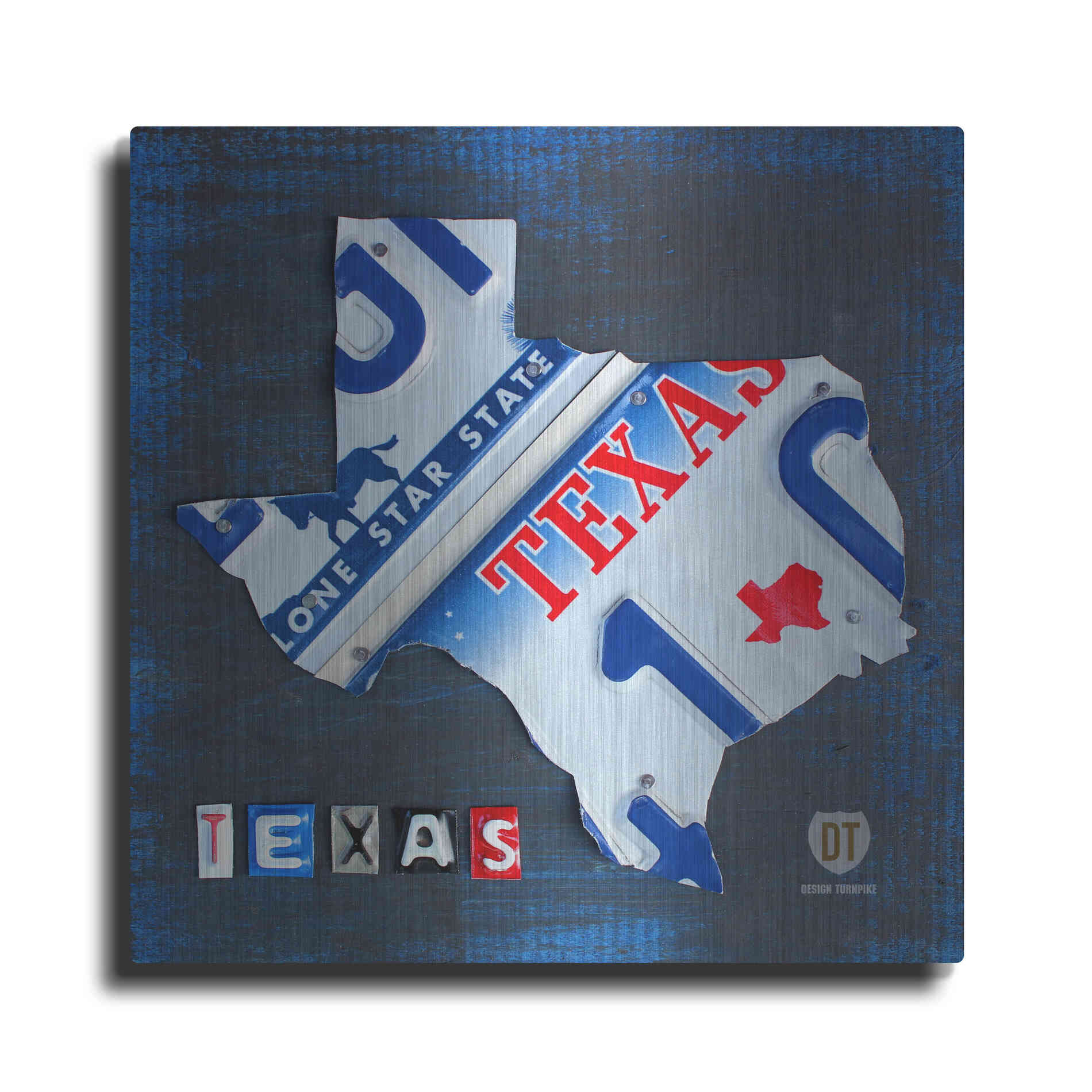 Luxe Metal Art 'Texas License Plate Map' by Design Turnpike, Metal Wall Art