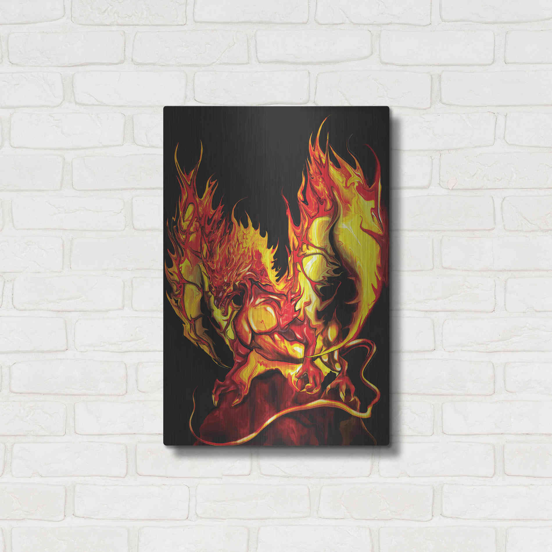 Luxe Metal Art 'Dragon Fire' by Michael StewArt, Metal Wall Art,16x24