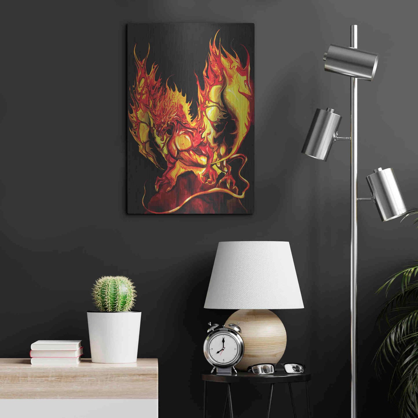 Luxe Metal Art 'Dragon Fire' by Michael StewArt, Metal Wall Art,16x24