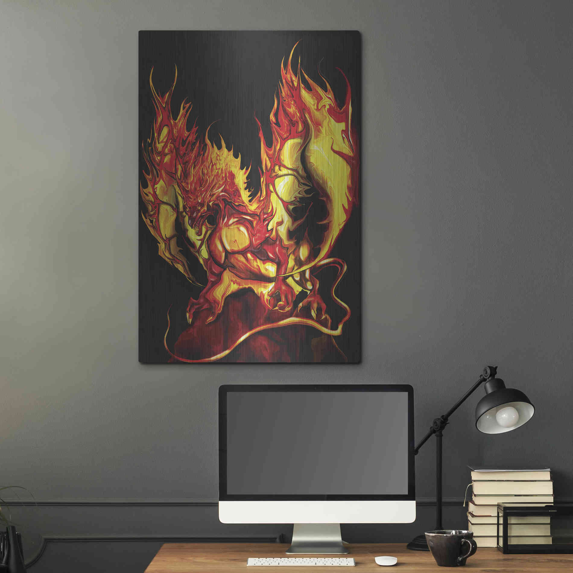 Luxe Metal Art 'Dragon Fire' by Michael StewArt, Metal Wall Art,24x36