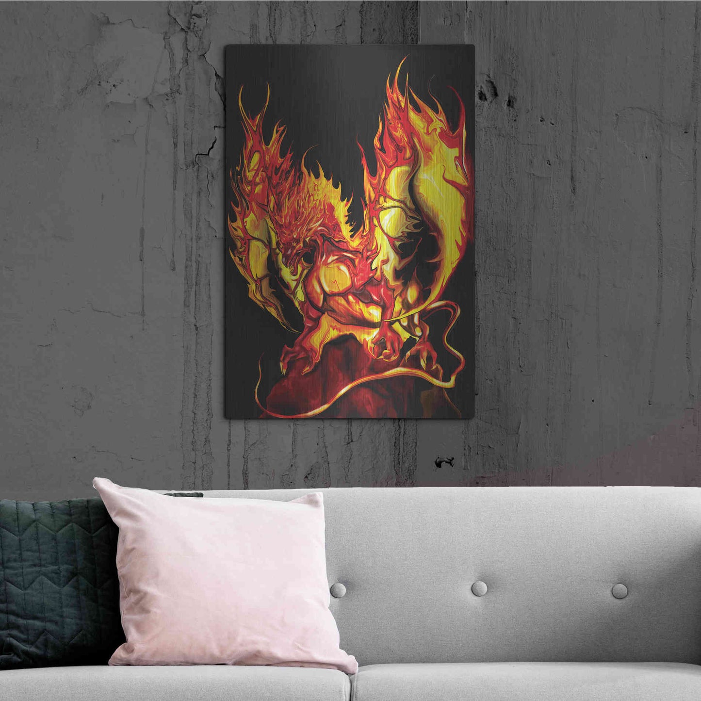 Luxe Metal Art 'Dragon Fire' by Michael StewArt, Metal Wall Art,24x36