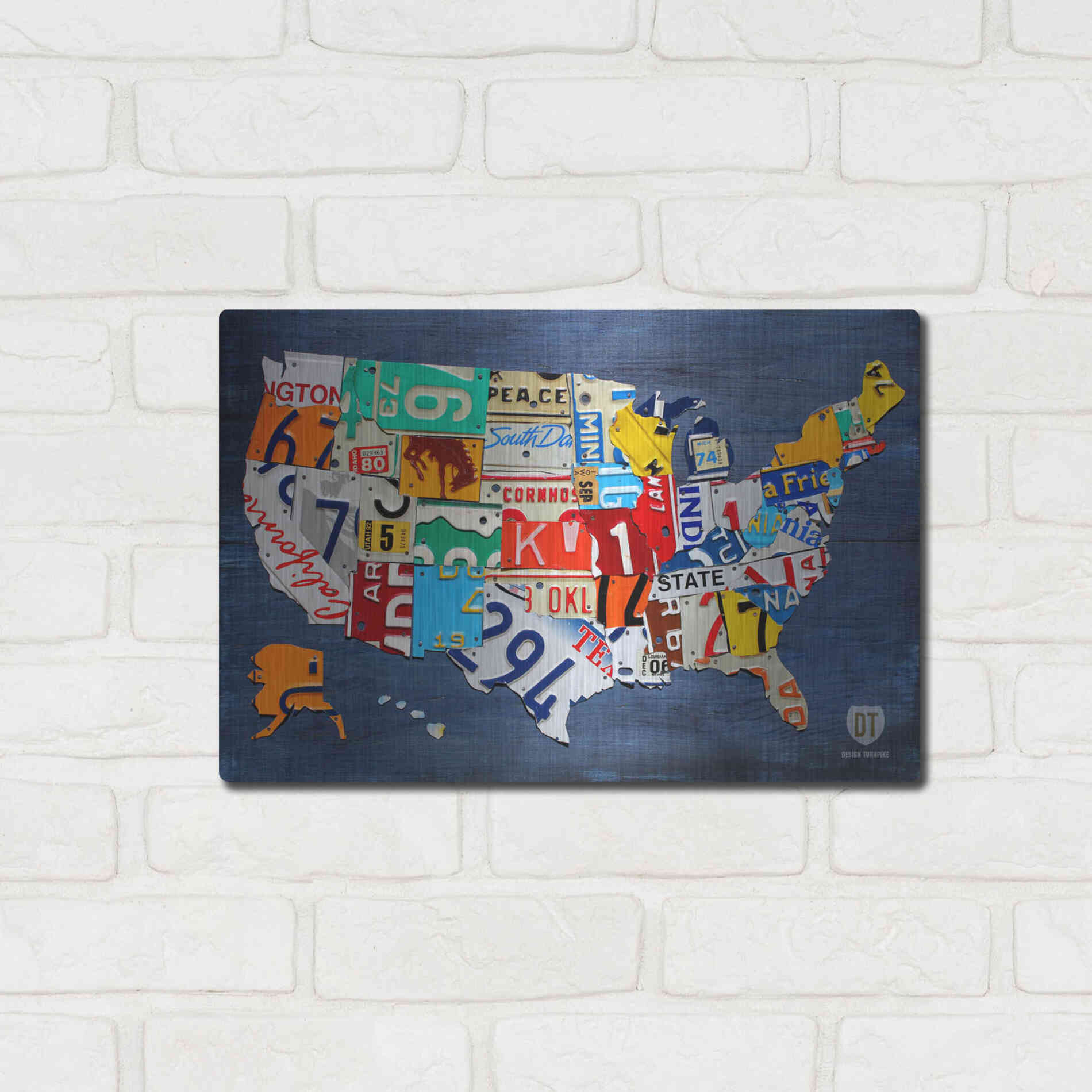 Luxe Metal Art 'USA Map' by Design Turnpike, Metal Wall Art,16x12