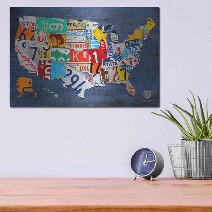 Luxe Metal Art 'USA Map' by Design Turnpike, Metal Wall Art,16x12