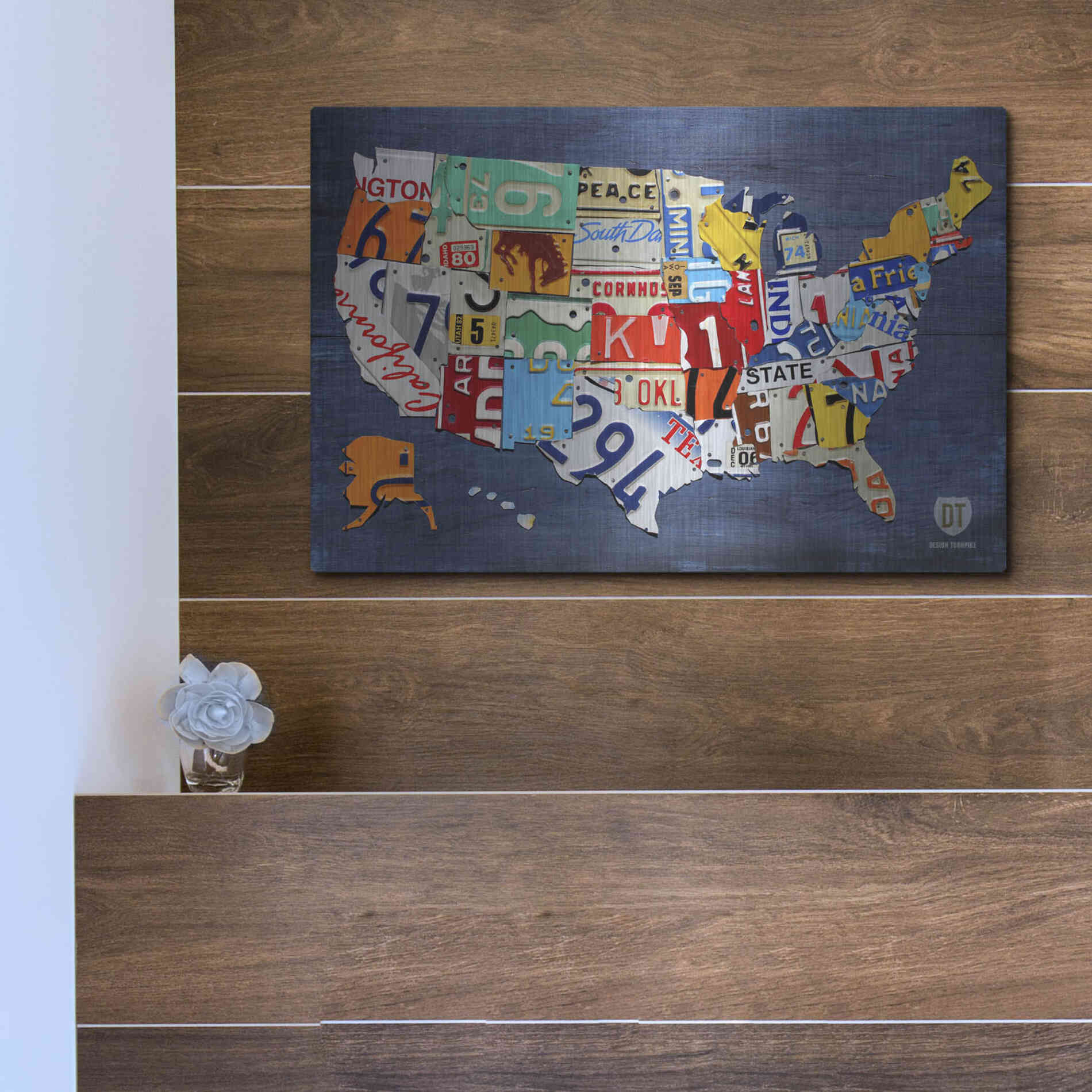 Luxe Metal Art 'USA Map' by Design Turnpike, Metal Wall Art,16x12