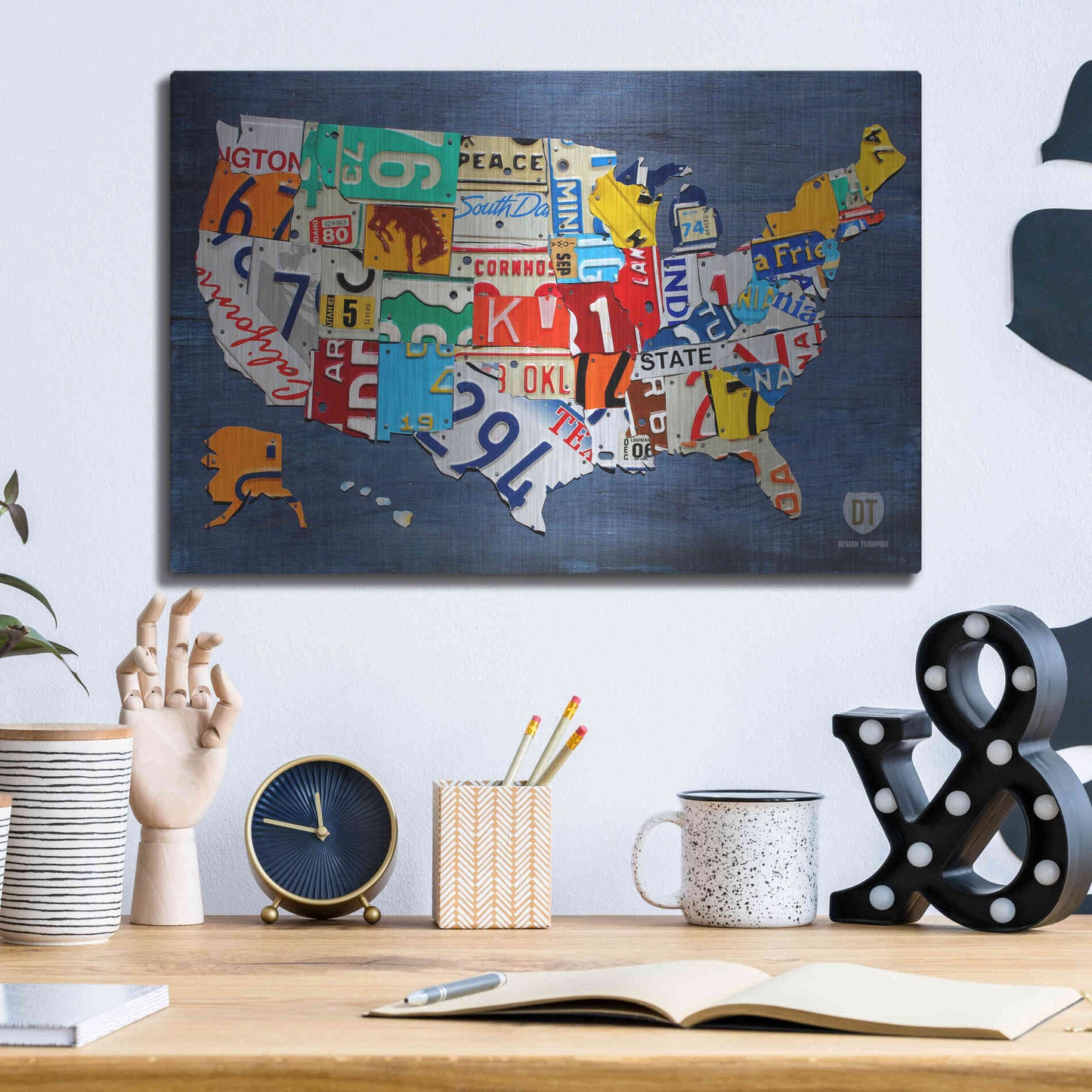 Luxe Metal Art 'USA Map' by Design Turnpike, Metal Wall Art,16x12