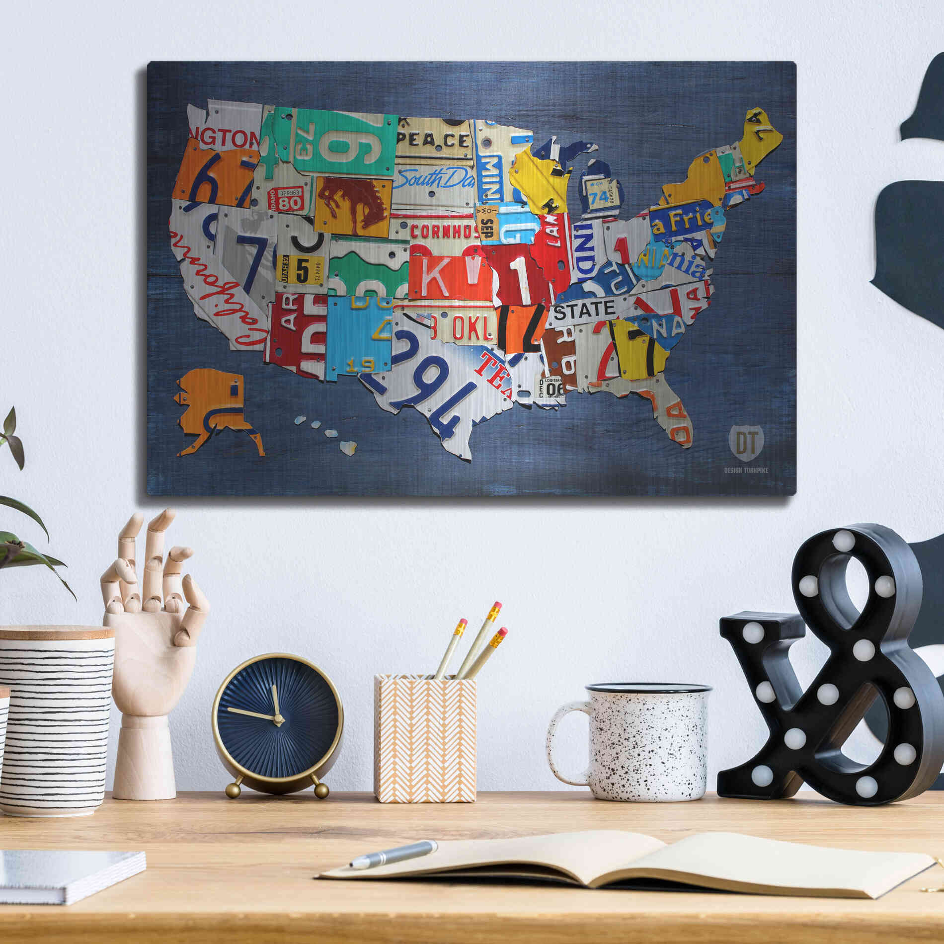 Luxe Metal Art 'USA Map' by Design Turnpike, Metal Wall Art,16x12
