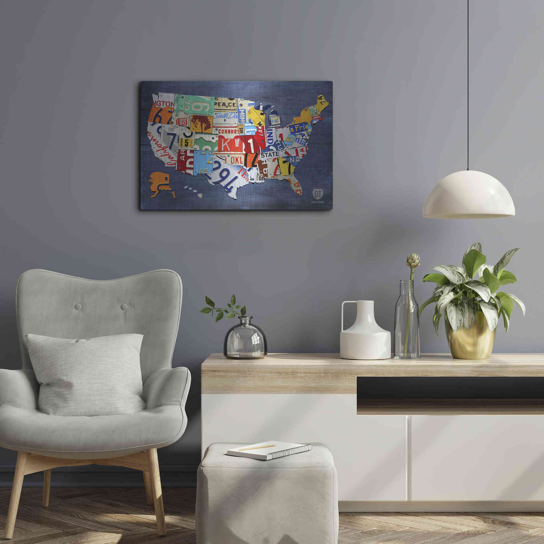 Luxe Metal Art 'USA Map' by Design Turnpike, Metal Wall Art,24x16