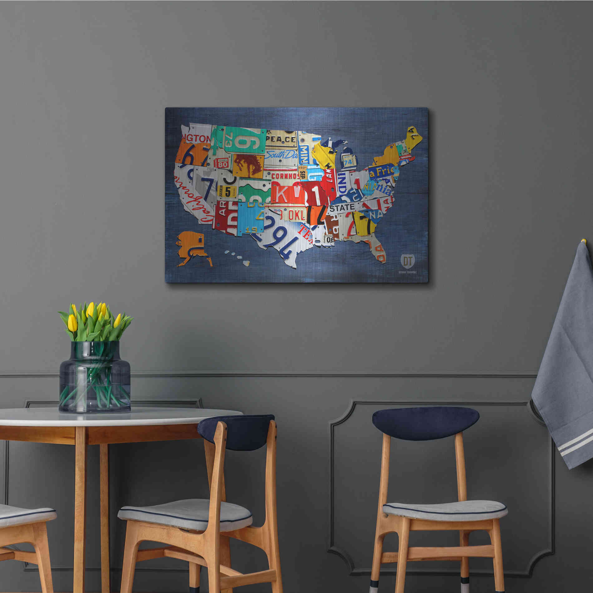 Luxe Metal Art 'USA Map' by Design Turnpike, Metal Wall Art,36x24