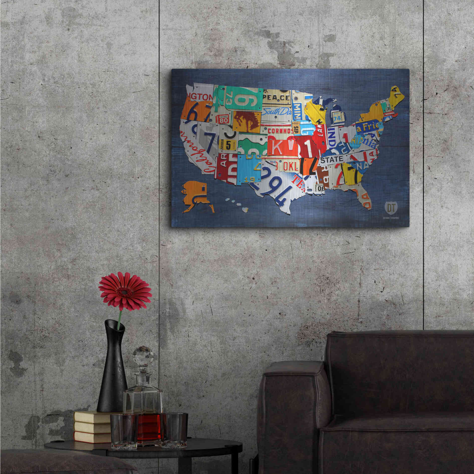 Luxe Metal Art 'USA Map' by Design Turnpike, Metal Wall Art,36x24