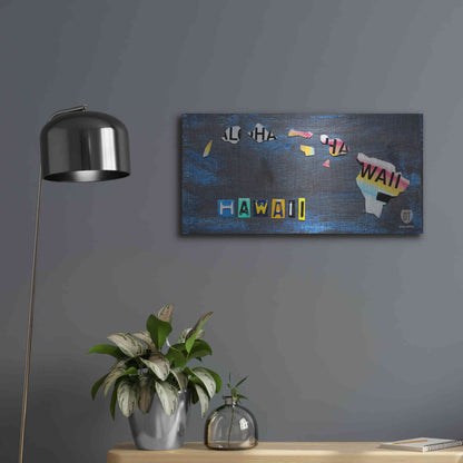 Luxe Metal Art 'Hawaii State Map' by Design Turnpike, Metal Wall Art,24x12