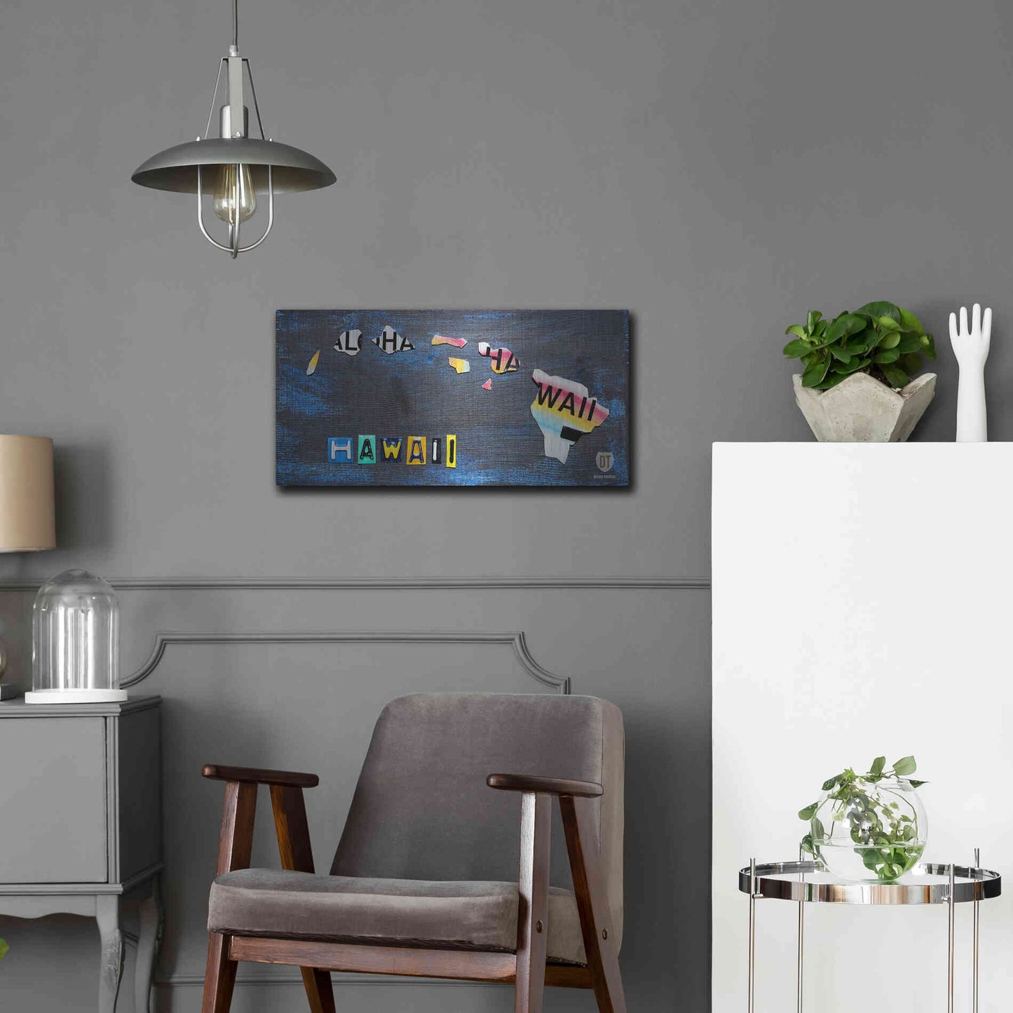 Luxe Metal Art 'Hawaii State Map' by Design Turnpike, Metal Wall Art,24x12