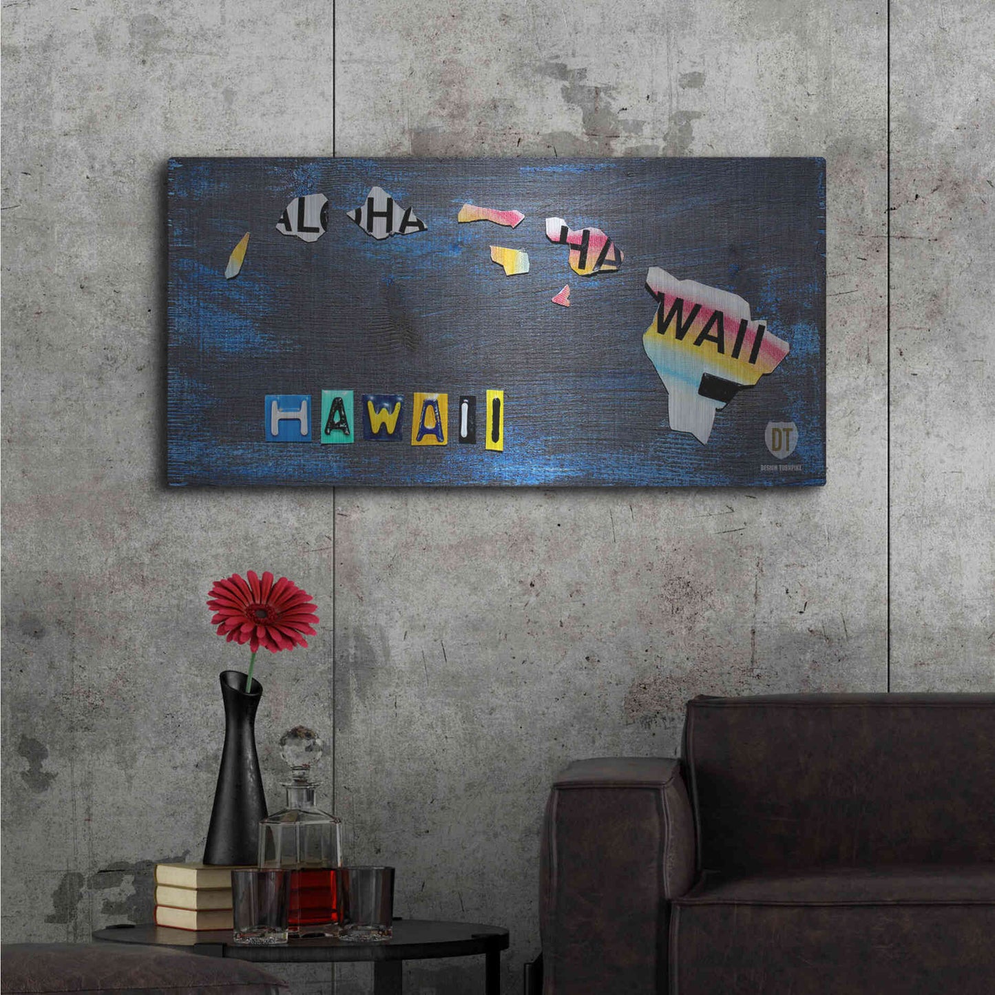 Luxe Metal Art 'Hawaii State Map' by Design Turnpike, Metal Wall Art,48x24