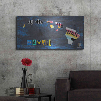 Luxe Metal Art 'Hawaii State Map' by Design Turnpike, Metal Wall Art,48x24